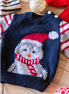 Pull bebe jacquard pingouin Bastien