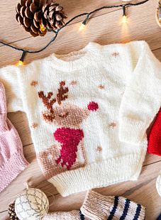 Pull enfant jacquard cerf Léana