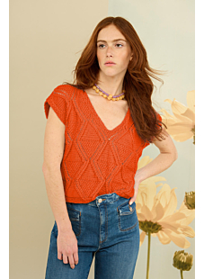Opengewerkte V-hals tanktop Coralie
