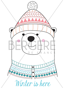 Vel voor personalisering Beer in de winter, 21 x 30 cm, Bergère de France
