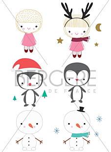 Set van 2 vellen voor personalisering Aan te kleden personages, 21 x 30 cm, Bergère de France