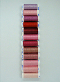 Fil à coudre coton 12 fusettes de 100 m, harmonie rose/rouge