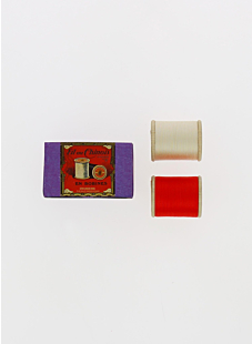 Fil coton 2 bobines bois 200m crème/rouge