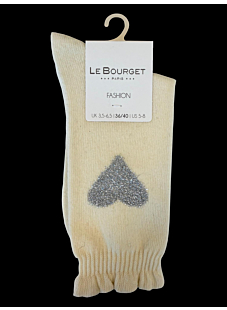 Chaussettes fantaisie coeur Ecru T36/40