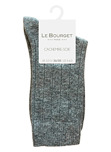 Chaussettes à larges côtes Cachemire Soie Gris T39/41