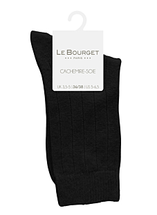 Chaussettes à larges côtes Cachemire Soie Noir T36/38