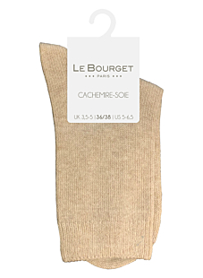 Chaussettes unies Cachemire Soie Beige T36/38
