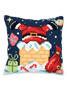 Kit coussin cheminée Noël au point de croix