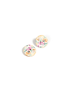 Set of 5 knopen in kokosnoot bedrukt met bloemen