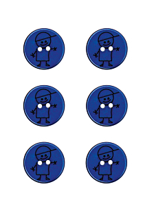 Set van 6 knopen jongen Ø 15 mm Marineblauw