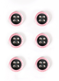 Set van 6 tweekleurige knopen Ø 11 mm Roze