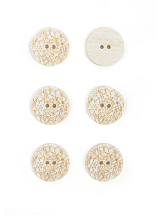 set van 6 bloem gegraveerde knoppen Ø20 mm