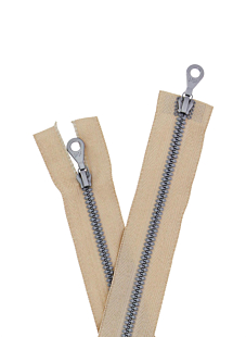 Sluiting met dubbele ritsloper in beige, 56 cm
