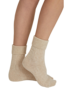 Chaussettes à revers laine cachemire beige
