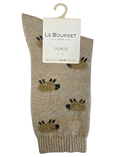 Chaussettes fantaisie mouton Alpaga-Coton camel