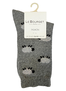 Chaussettes fantaisie mouton Alpaga-Coton gris