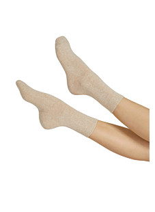 Chaussettes unies Cachemire Soie Beige chiné