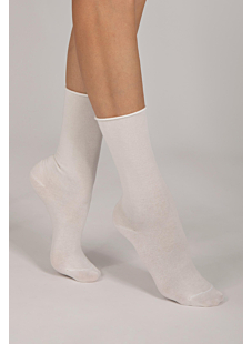 Chaussettes bord roulotté modal cachemire Ecru