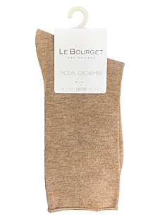 Chaussettes bord roulotté modal cachemire Camel