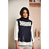 M6372 Sur pull jacquard a franges Rubis en impression papier