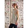 M6413 Jurk met ronde hals en papierprint